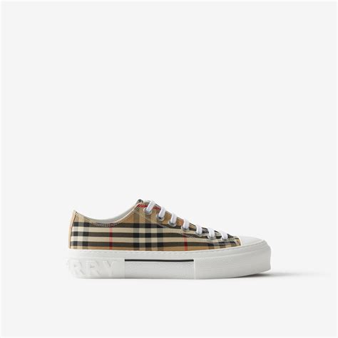 burberry leather and check cotton sneakers|burberry check cotton goat sneakers.